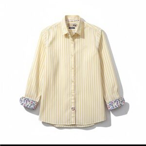 Women's Yellow Striped Button Down Shirt